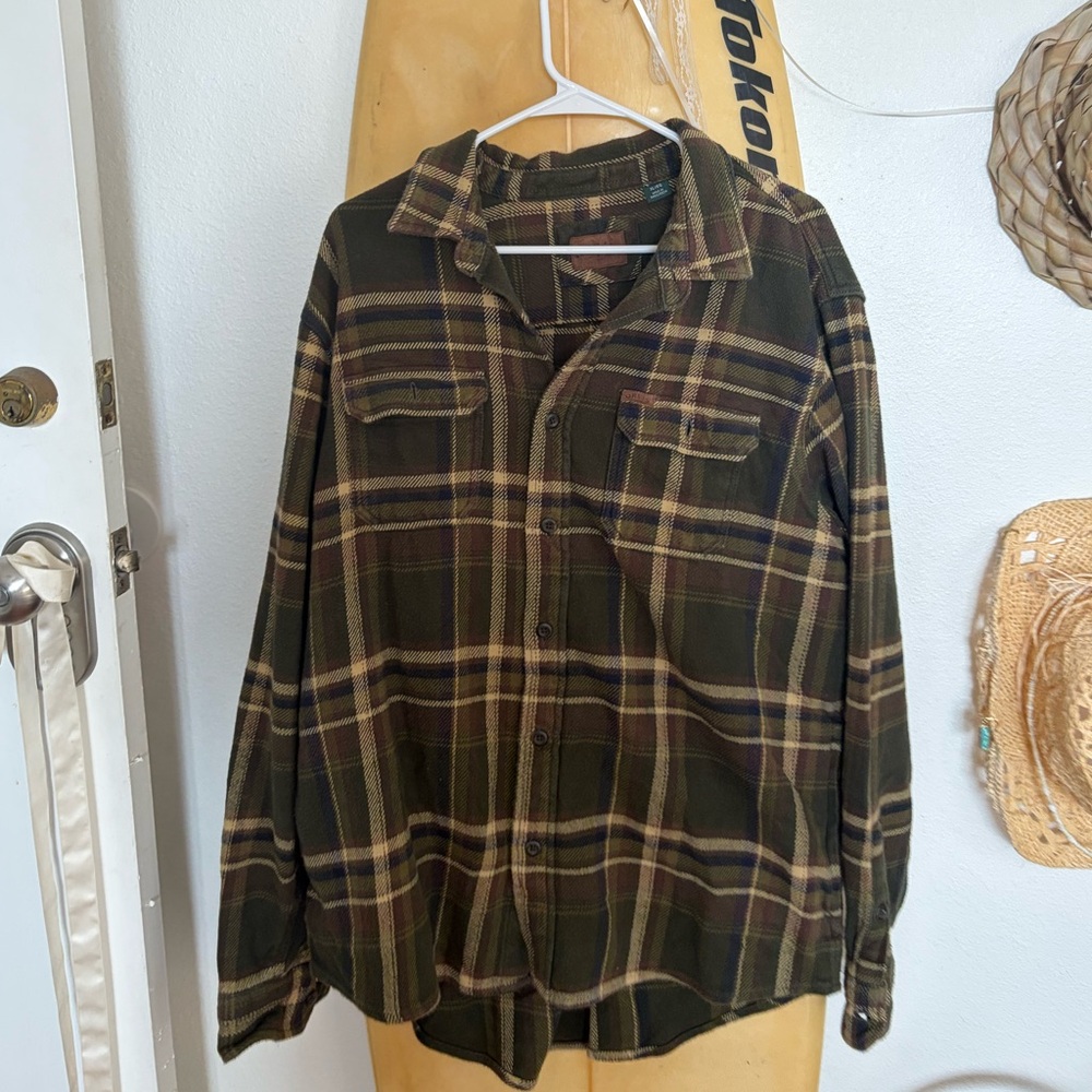 Orvis Green and Brown Plaid Shirt